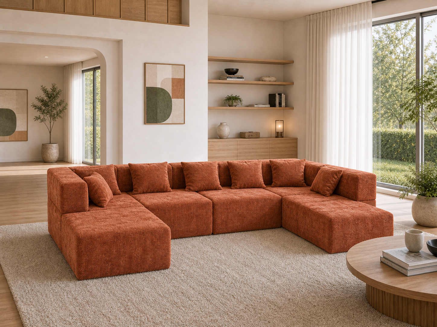 Monvane sofa arranged in a family living room